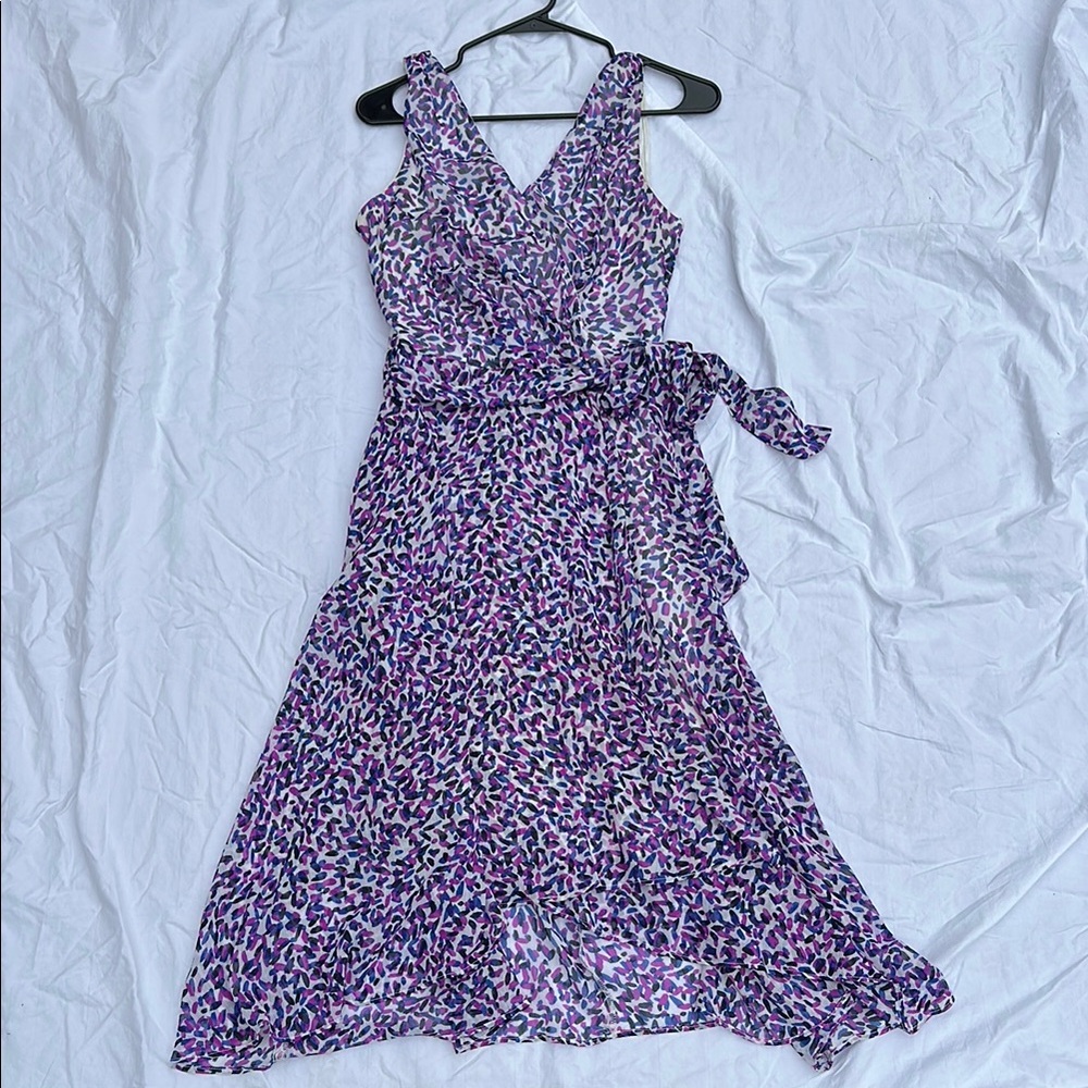 DKNY Asymmetrical Purple Wrap Sundress